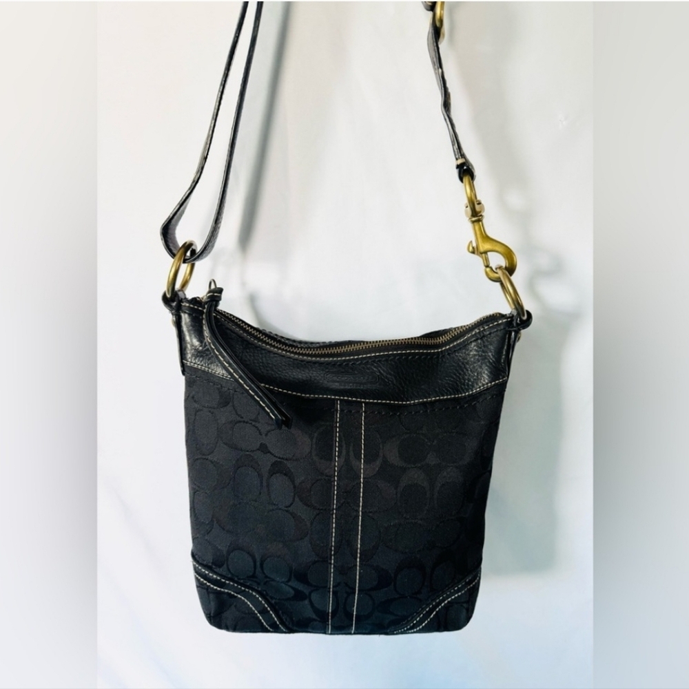 Coach Vintage Jacquard & Leather Crossover Bag EUC